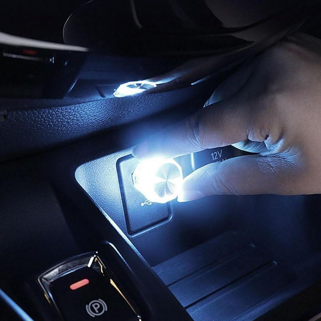 6819  Mix Color Diamond Shape Car Mini Usb Led Environmental Lights For Car And Home Decoration Led Light Mini Usb Led Night Lights Car Interior Atmosphere Lamp Car Light(White-color)