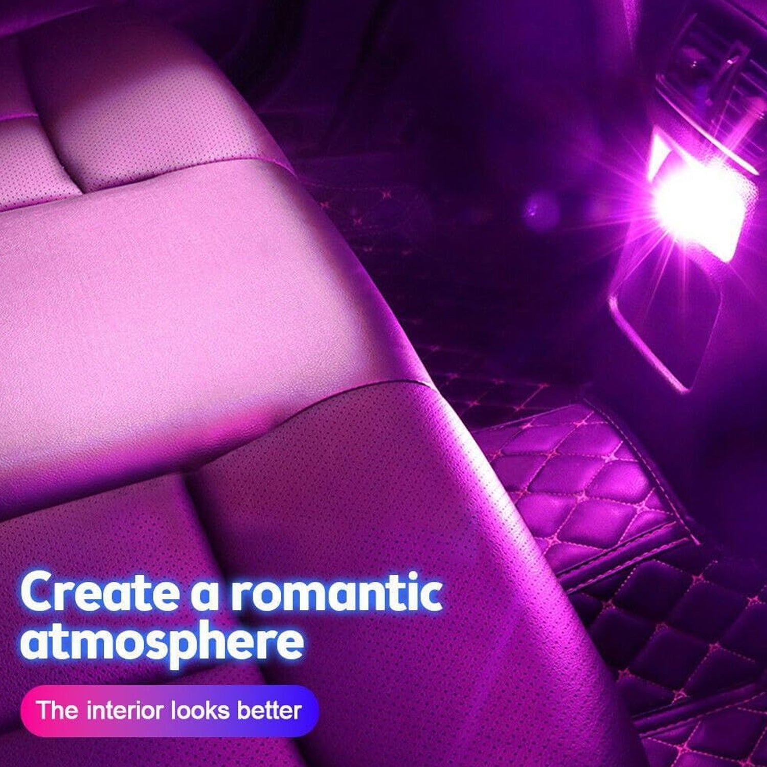 6819  Mix Color Diamond Shape Car Mini Usb Led Environmental Lights For Car And Home Decoration Led Light Mini Usb Led Night Lights Car Interior Atmosphere Lamp Car Light(White-color)